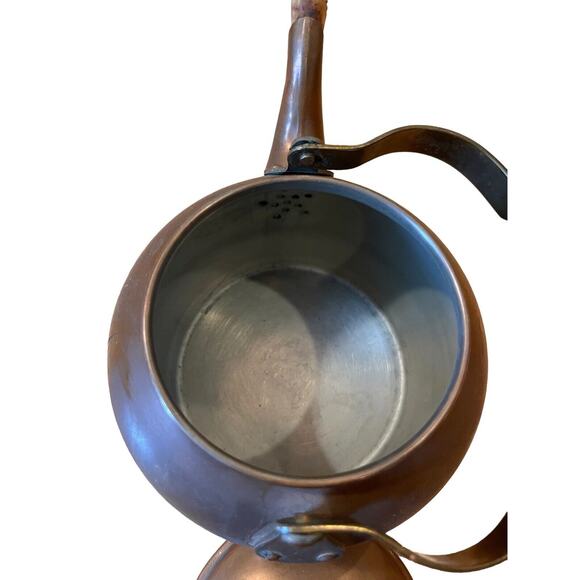 Vintage COPPER TEAPOT Primitive TEA KETTLE Wood Handle Portugal - Picture 7 of 9